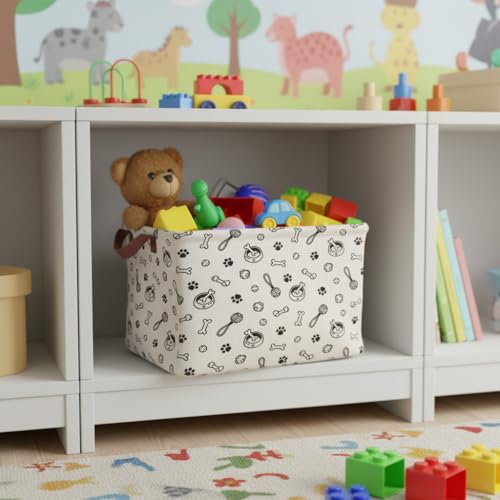 Dog Paw Storage Basket Waterproof Canvas Toy Storage Bin - Image 3