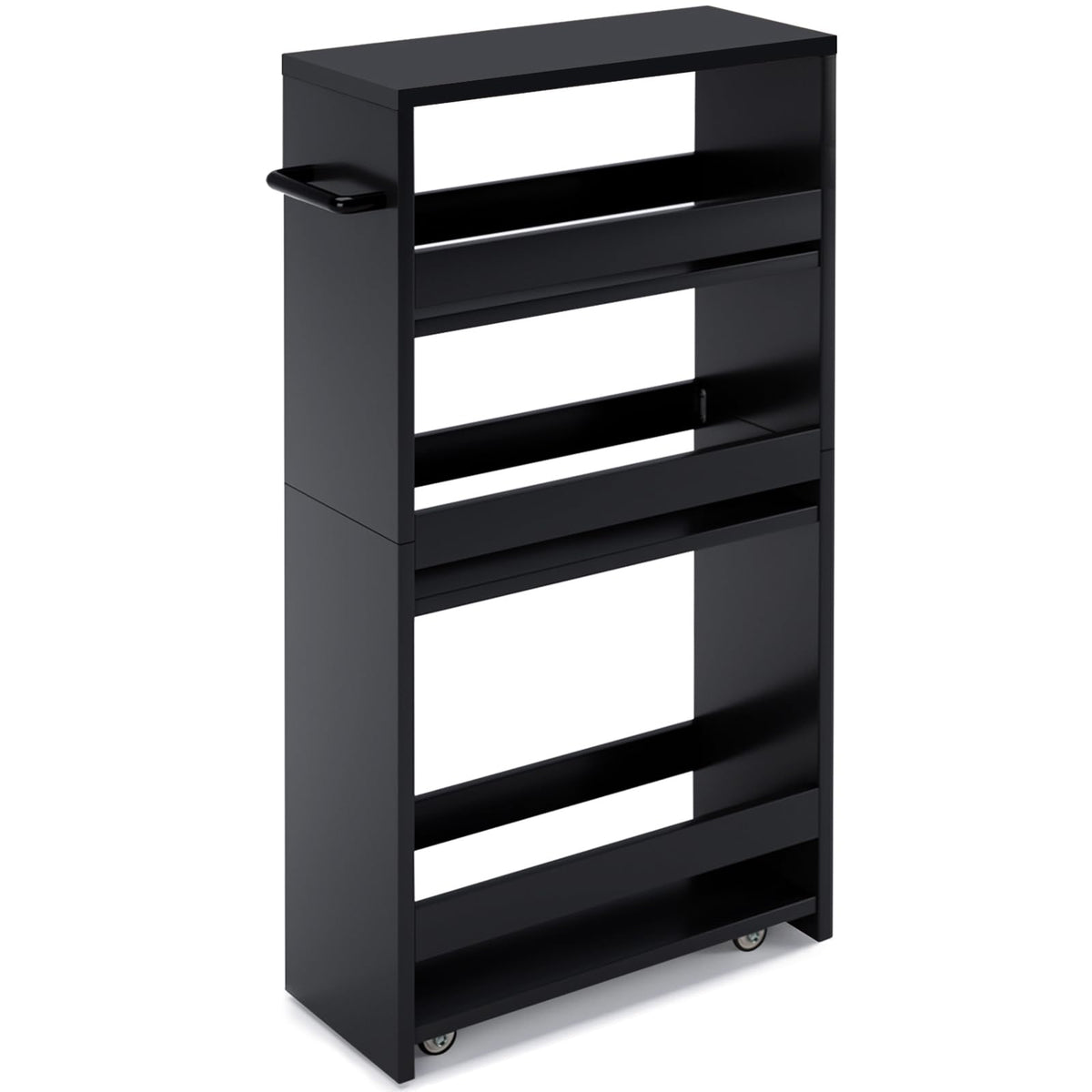 Slim Rolling Storage Cart, Wood Utility Kitchen Bathroom - Image 1