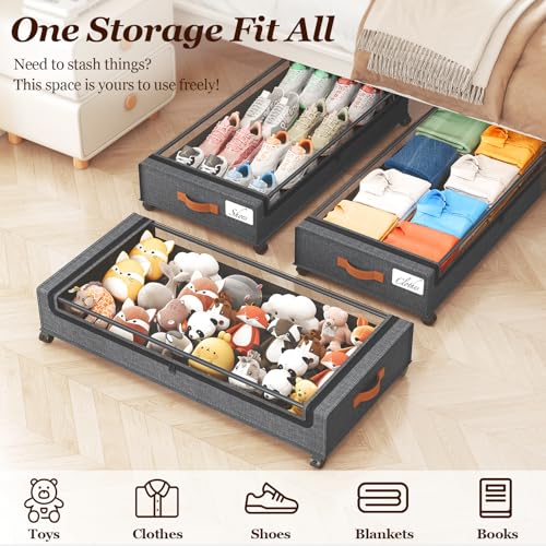 Yecaye 70L Under Bed Storage with Wheels, 2Pack Larger - Image 5