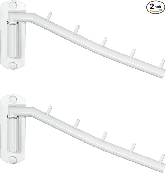 Alise Wall Mounted Drying Rack,Swivel Clothes Drying Rack Stainless Steel,Space Saving Clothes Hanger Rack,Heavty Duty Clothes Wall Drying Rack for Laundry Closet Bedroom/Bathroom,White,2 Pack