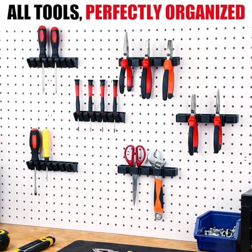 6 Pcs Pegboard Screwdriver Holder and Pliers Organizer Set, Black - Image 8