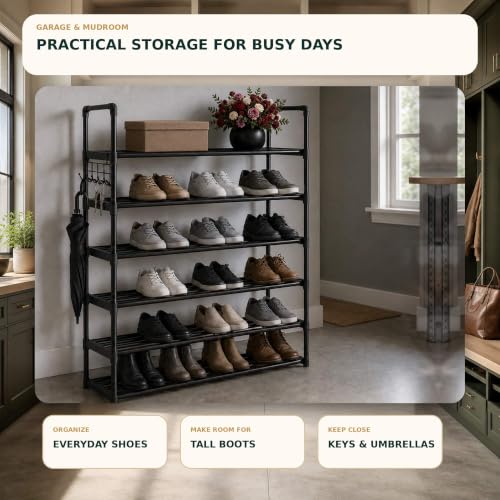 Hsscblet 6 Tiers Metal Shoe Rack,Adjustable Shoe Shelf Storage - Image 4