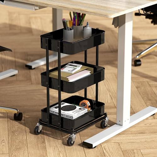 Simple Houseware 3-Tier Utility Cart, Low 24" Height Fits Under - Image 3