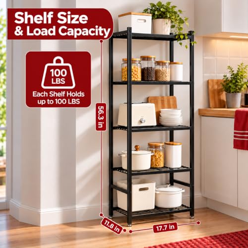 Storage Shelves, 5-Tier Metal Shelving Unit with Leveling Feet - Image 4