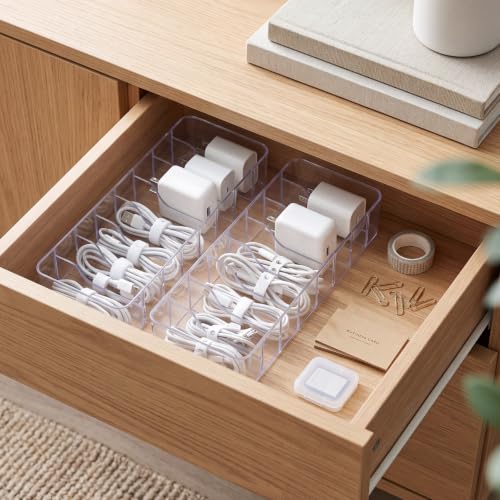 Tatuo Cord Organizer Box with Lid, Clear, 2 Pack - Image 5