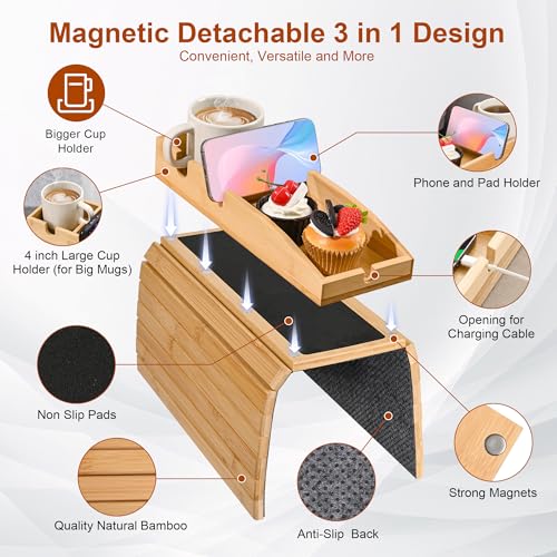 Joy&Grace Couch Cup Holder, 3-in-1 Magnetic Detachable Couch Arm - Image 6