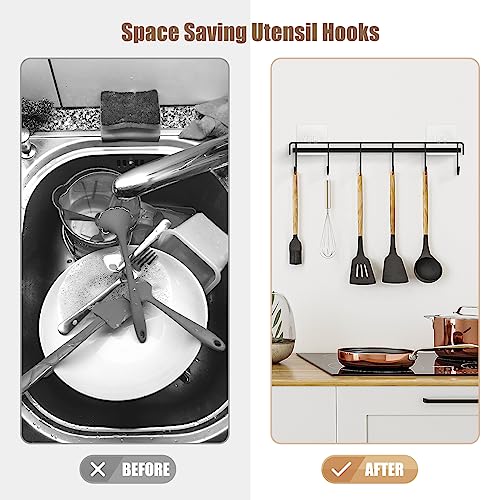 Kitchen Utensil Hanger, Adhesive Utensil Holder, Black, 2 Pcs - Image 5