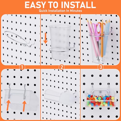 INCLY 70PCS Metal Peg Board Kit with 1/4" Pegboard Accessories - Image 7