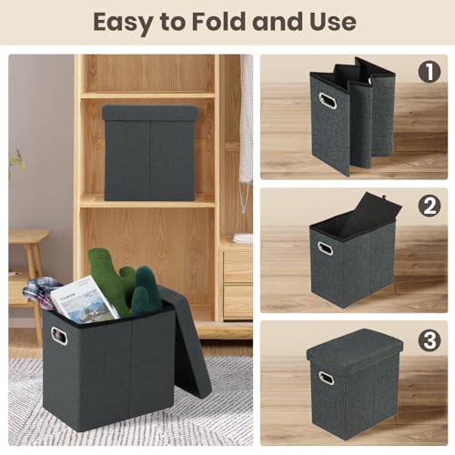 COSYLAND Collapsible Fabric Ottoman Footrest with Storage - Image 7