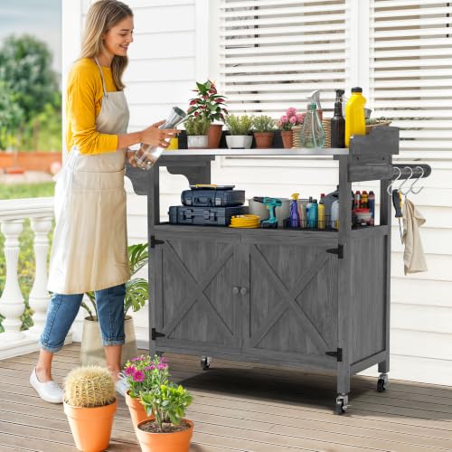 YITAHOME Rolling Potting Bench Outdoor Storage Cabinet - Image 3