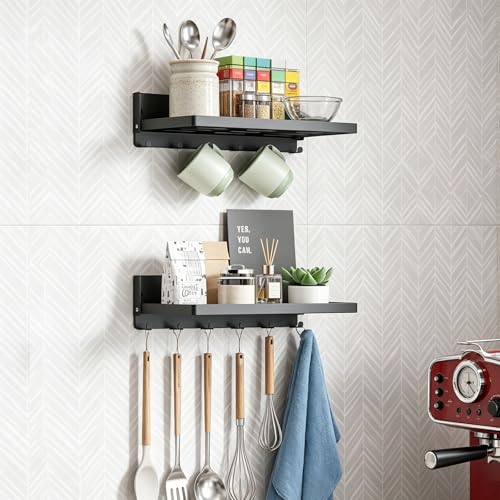 2 Pcs Folding Wall Shelf with Hooks 90° Foldable Shelf - Image 8