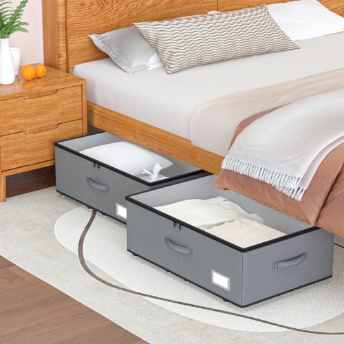 Under Bed Storage with Wheels, 10 inches height，Grey - Image 3