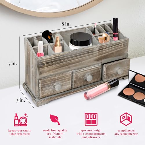 Besti Rustic Vanity Organizer for Cosmetics, Makeup - Image 3