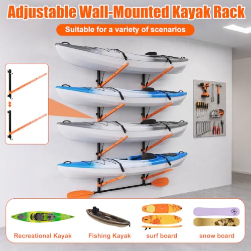 Kayak Storage Racks Garage Wall Mount Racks, 4 Tiers - Image 4