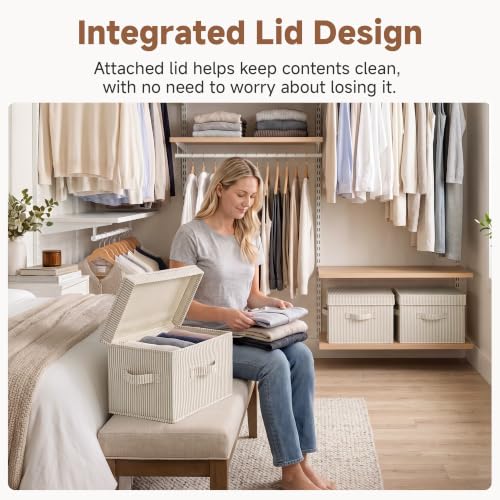 StorageWorks Fabric Storage Bins with Lids, Closet Storage Bins - Image 5