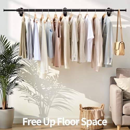 Luxspire 41" Extendable Wall Mount Clothes Rack | Home Organization - Image 4