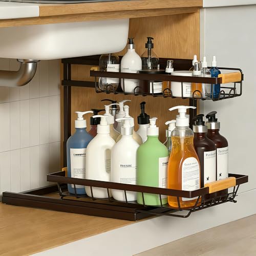 Expandable 2-Tier Under-Sink Organizer with Sliding Drawer – - Image 3