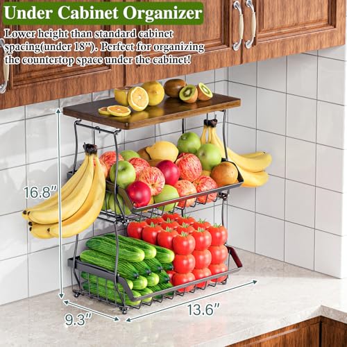 OKZEST 3-Tier Fruit Basket Fits Between Countertop & Upper - Image 3
