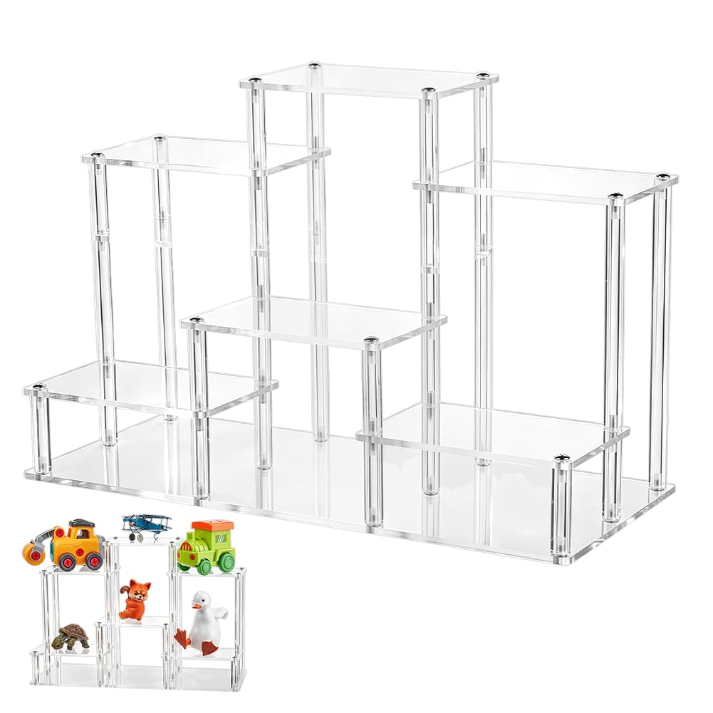 NBEADS 6-Tier Clear Action Figures Display Risers Stand Shelf - Image 1