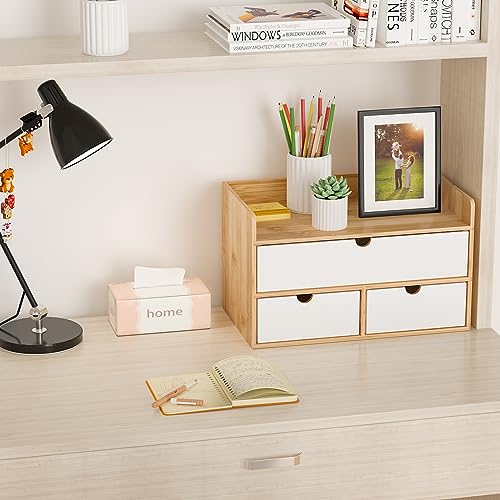 Bamboo Desk Organizer with Drawers, Desktop Storage | All Products - Image 6