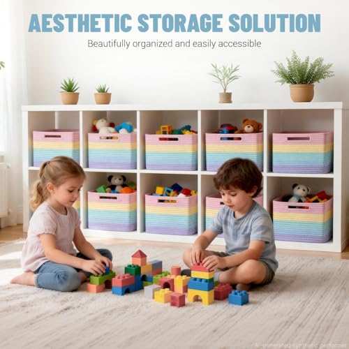 5 Pack Woven Storage Baskets, Decorative Storage Bins - Image 4