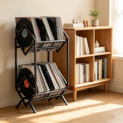 2-Tier Vinyl Record Storage Holder,Vinyl Record Stand for Book - Image 3