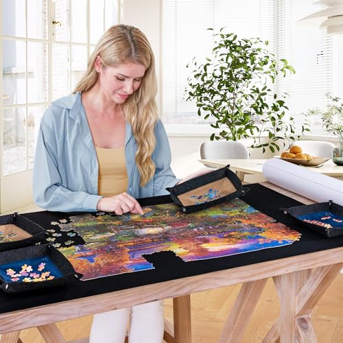 Large Puzzle Mat Roll Up, Jigsaw Storage 46"x26" Felt Mat - Image 3