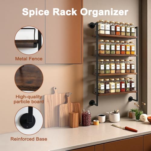 4 Tier Spice Rack Wall Mounted for Kitchen, Large Capacity - Image 5