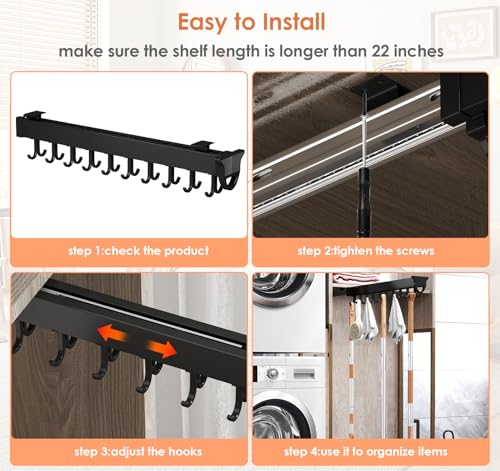 Pull-out Mop and Broom Holder with 20 Sliding Hooks - Image 5