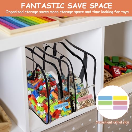 6 Packs Large Toy Storage Bags with Labels Reusable Clear - Image 7