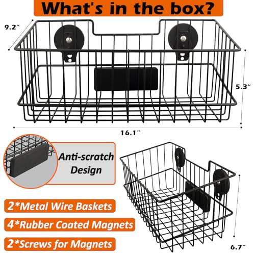 Heavy Duty Magnetic Basket,2PCS Solid Metal Magnet Storage - Image 3
