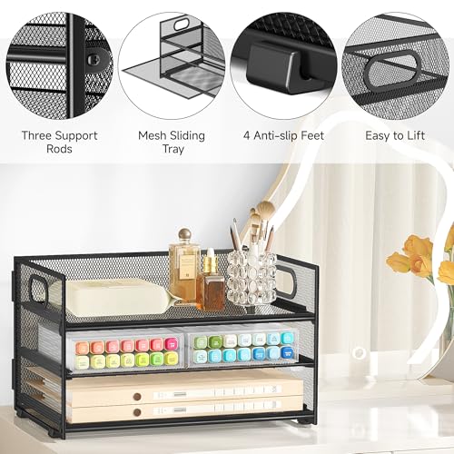 Subekyu 3 Tier Paper Letter Tray Organizer for Desk, Black Metal - Image 7