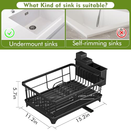 Kmiectse Dish Drying Rack for Small Kitchen Counter with Utensil - Image 3