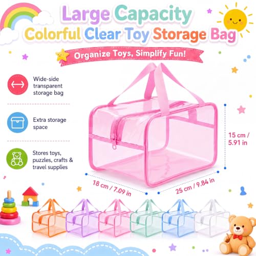 Shinylin 6 Pack Pastel Large Toy Storage Bags with Labels - Image 4