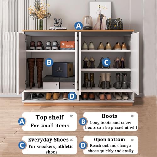 Walnut Wooden Shoe Organizer - Slim Free Standing Cabinet - Image 6