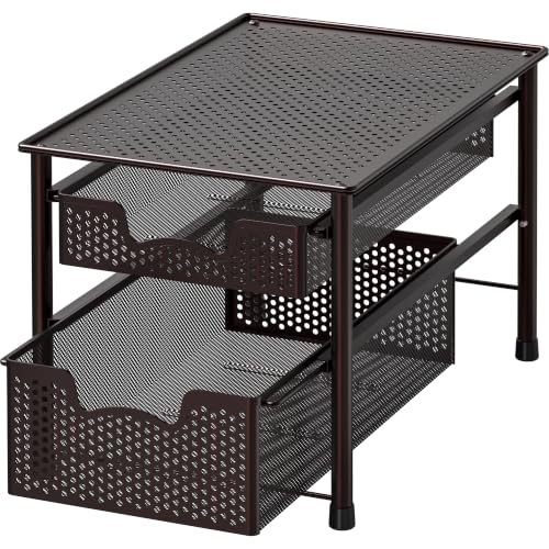Simple Houseware Stackable 2 Tier Sliding Basket Organizer - Image 2