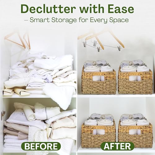 Medium Wicker Storage Basket with Handles, Seagrass - Image 7