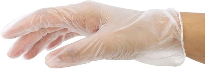 SAFE HANDLER Industrial Vinyl Gloves | Latex Free, Powder Free, Multi Purpose, Cleaning, For Work or For Home, Disposable Gloves, 100 per box (1 box)