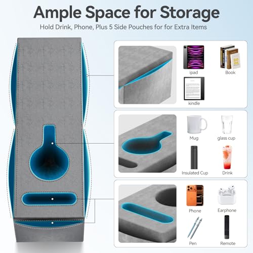 Couch Armrest Caddy with Cup Holder, Portable Sofa Armrest - Image 4