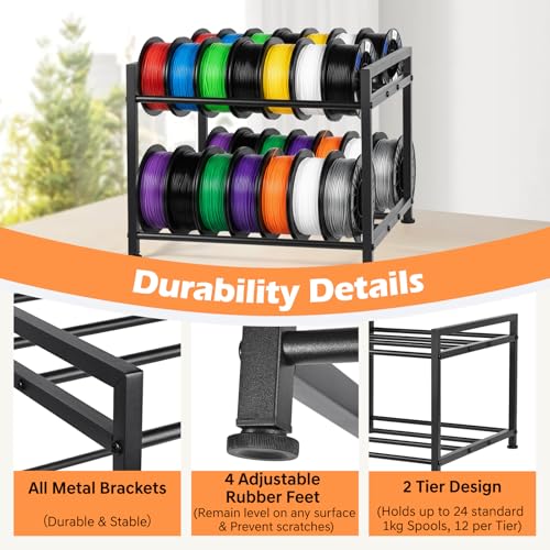 MAYJOY Desktop 3D Printer Filament Storage Rack, 2-Tier Metal - Image 5