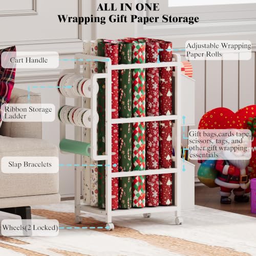 Gift Wrapping Paper Organizer&Storage Cart with Slap Bracelets - Image 7