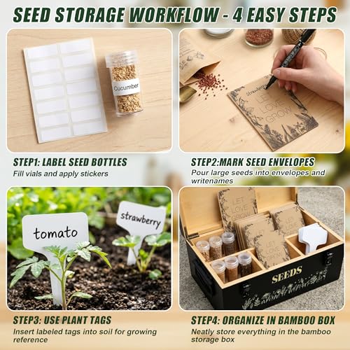 Large Seed Storage Organizer Box with Handle, Bamboo Seed - Image 7