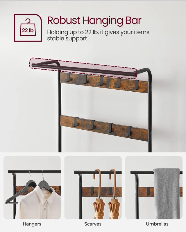 VASAGLE Coat Rack, Hall Tree with Shoe Bench - Image 6