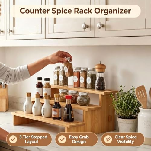 JinDoWin 2 Pack Spice Rack Organizer for Cabinets,Countertop & - Image 8