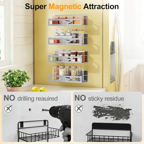 Magnetic Spice Rack for Refrigerator, 4 Pack Metal - Image 7