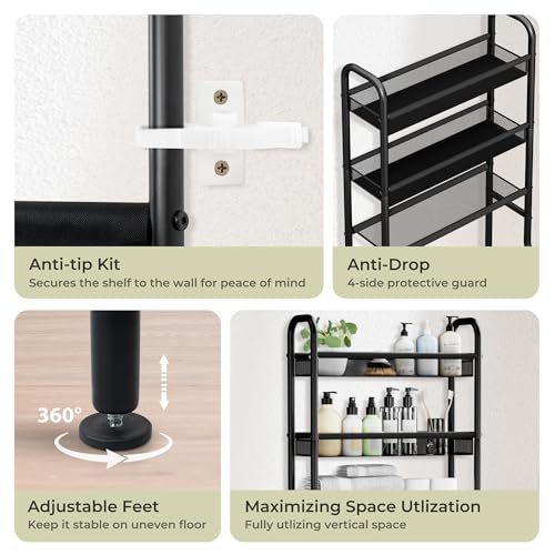 3 Tier Over The Toilet Storage Shelf, Freestanding Over - Image 7