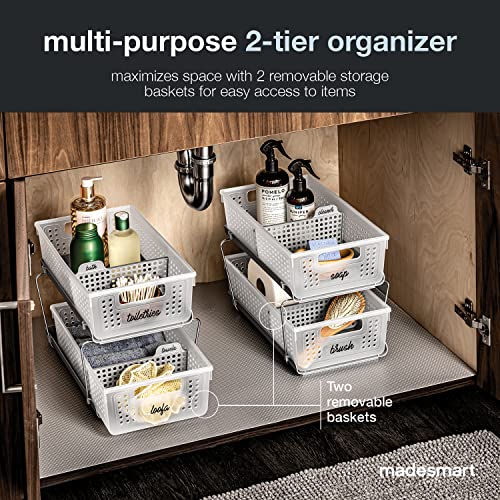 madesmart Two Tier Organizer with Dividers, Frost - Image 4