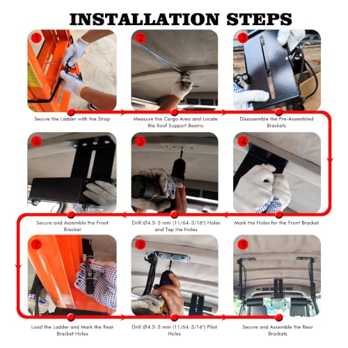 Van Ladder Storage Rack, Ceiling Mount with Rollers | Garage Storage - Image 7