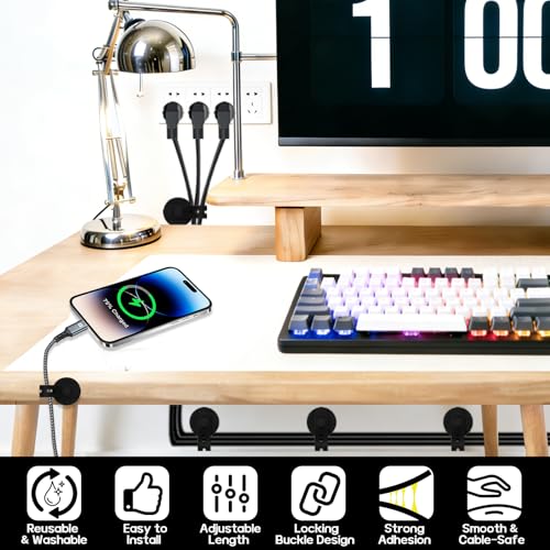 12Pcs Silicone Cable Straps, Self Adhesive Cable Man | All Products - Image 4