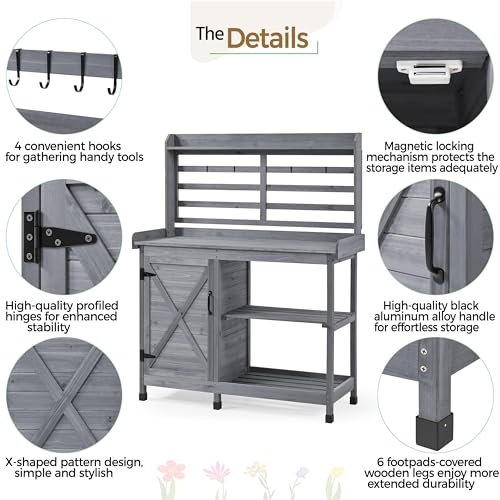 Yaheetech Outdoor Potting Bench with Storage, Planting - Image 5